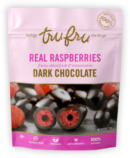 Tru Fru Dark Chocolate Covered Raspberries Package PNG Image