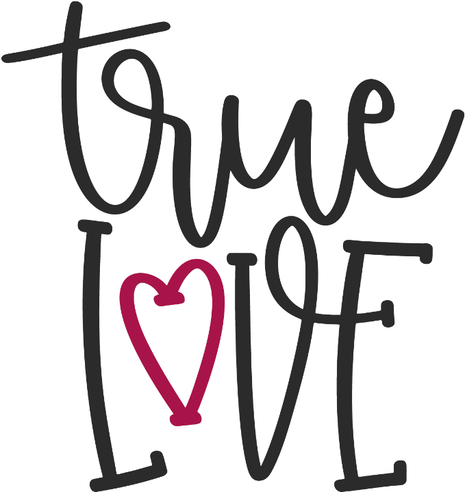 True Love Heart Calligraphy PNG Image