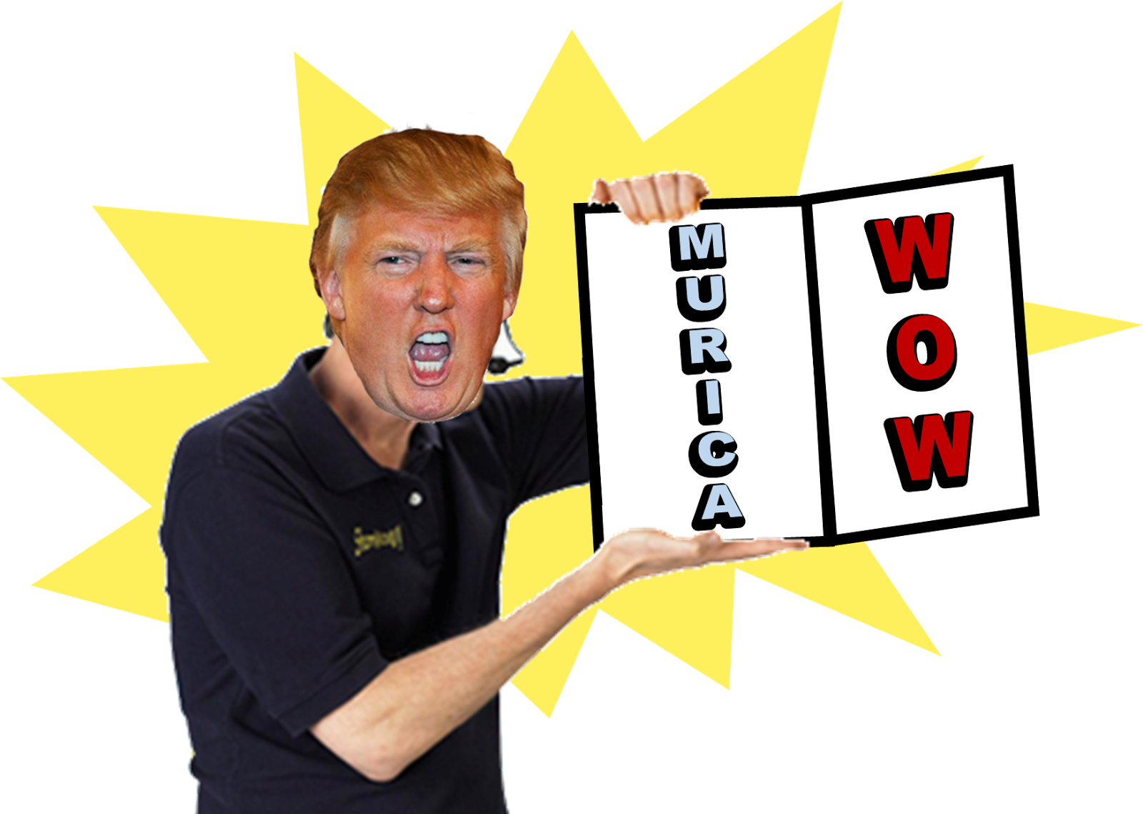 Trump Holding Wow Murica Book PNG Image