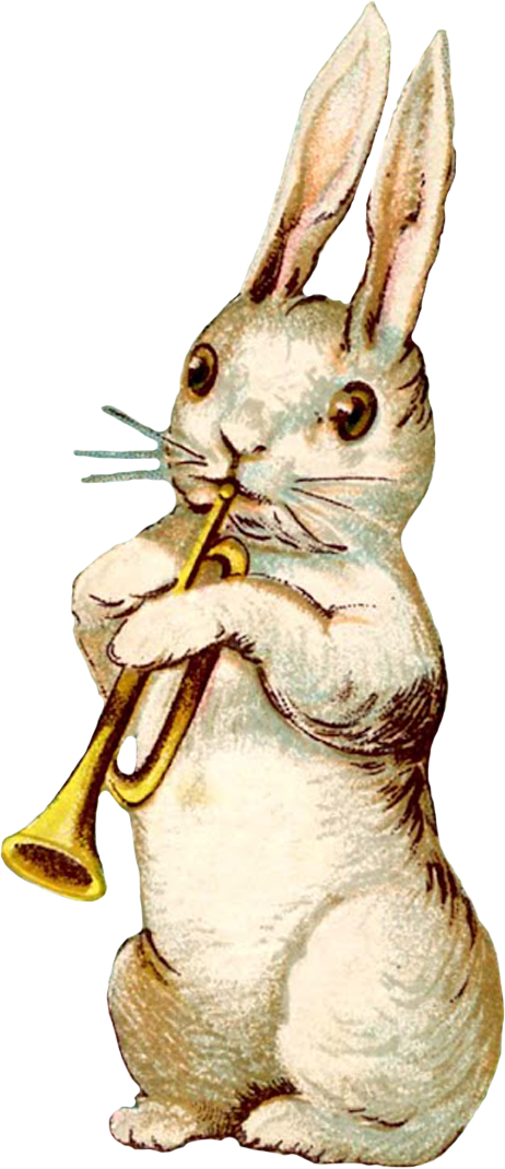 Trumpet Playing Bunny Illustration PNG Image