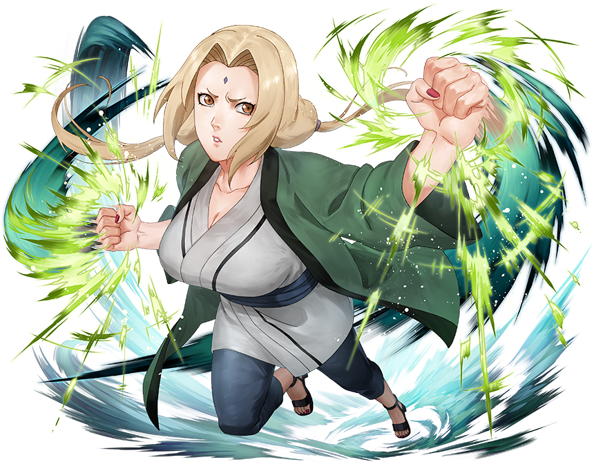 Tsunade Senju Ninja Power Display PNG Image