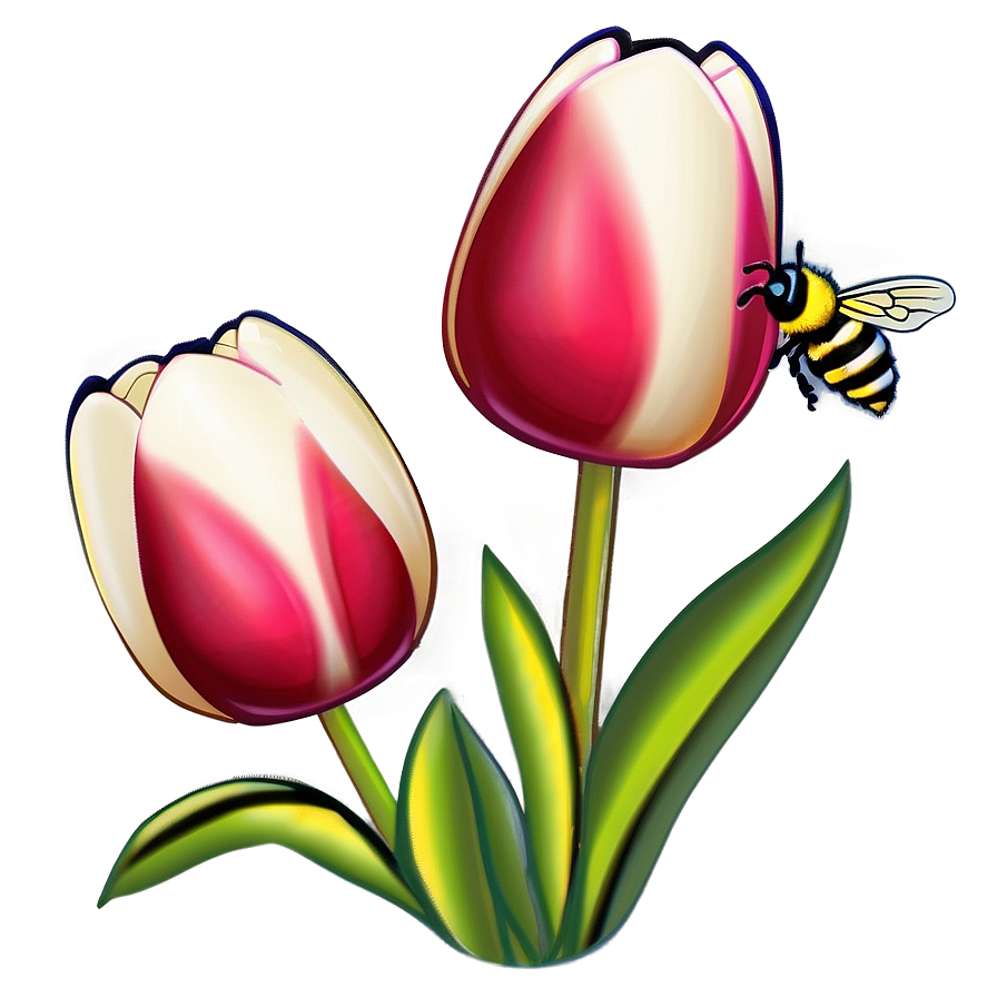 Tulips And Bees Png Yqo PNG Image