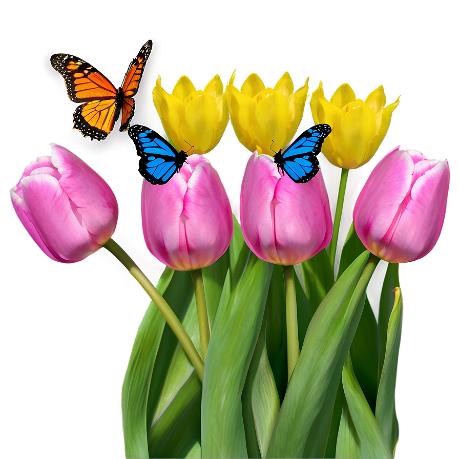 Tulips And Butterflies Png 45 PNG Image