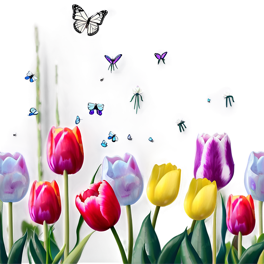 Tulips And Butterflies Png 72 PNG Image