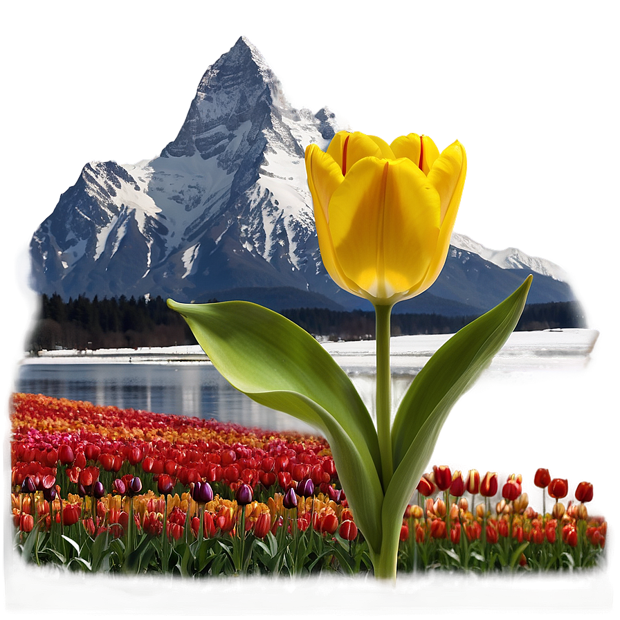 Tulips And Mountains Png 4 PNG Image