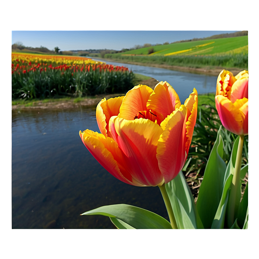 Tulips And River Png 05242024 PNG Image