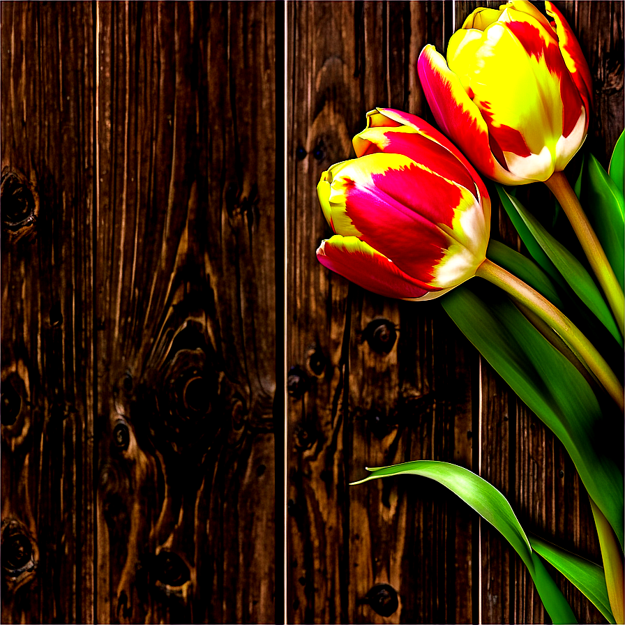 Tulips On Wood Png Bbf PNG Image