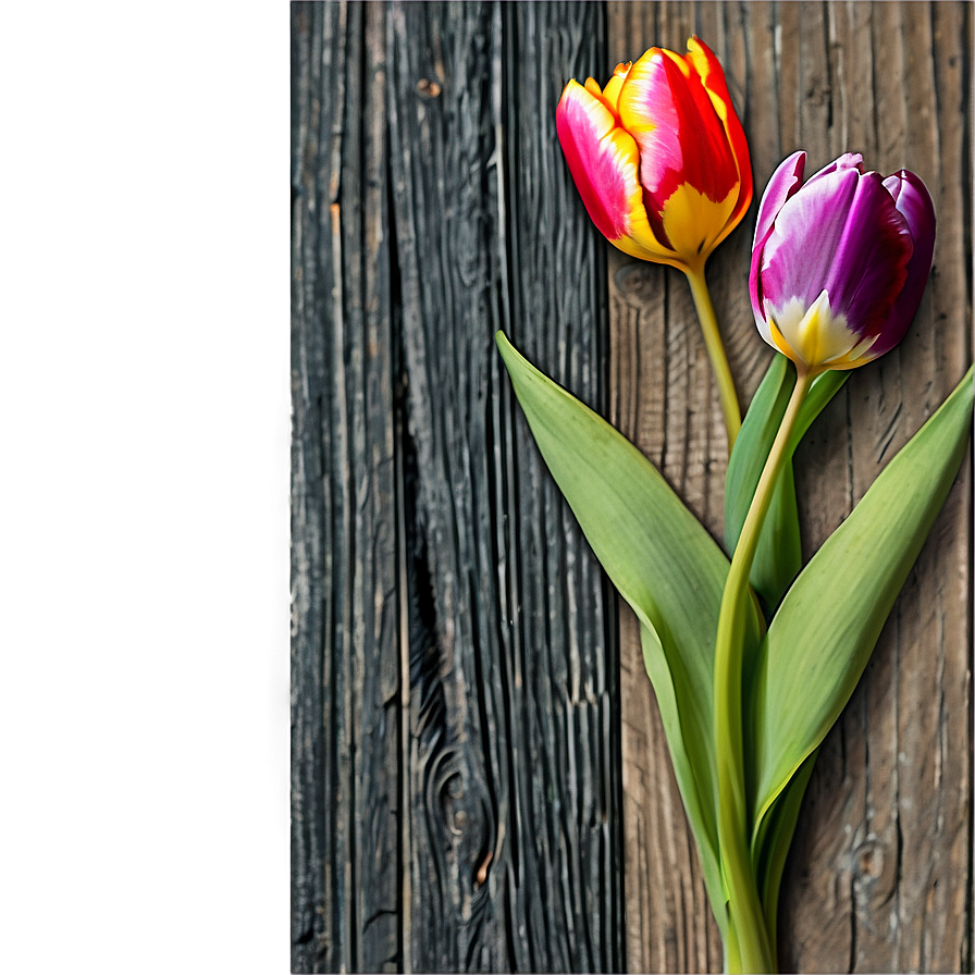 Tulips On Wood Png Lhu2 PNG Image