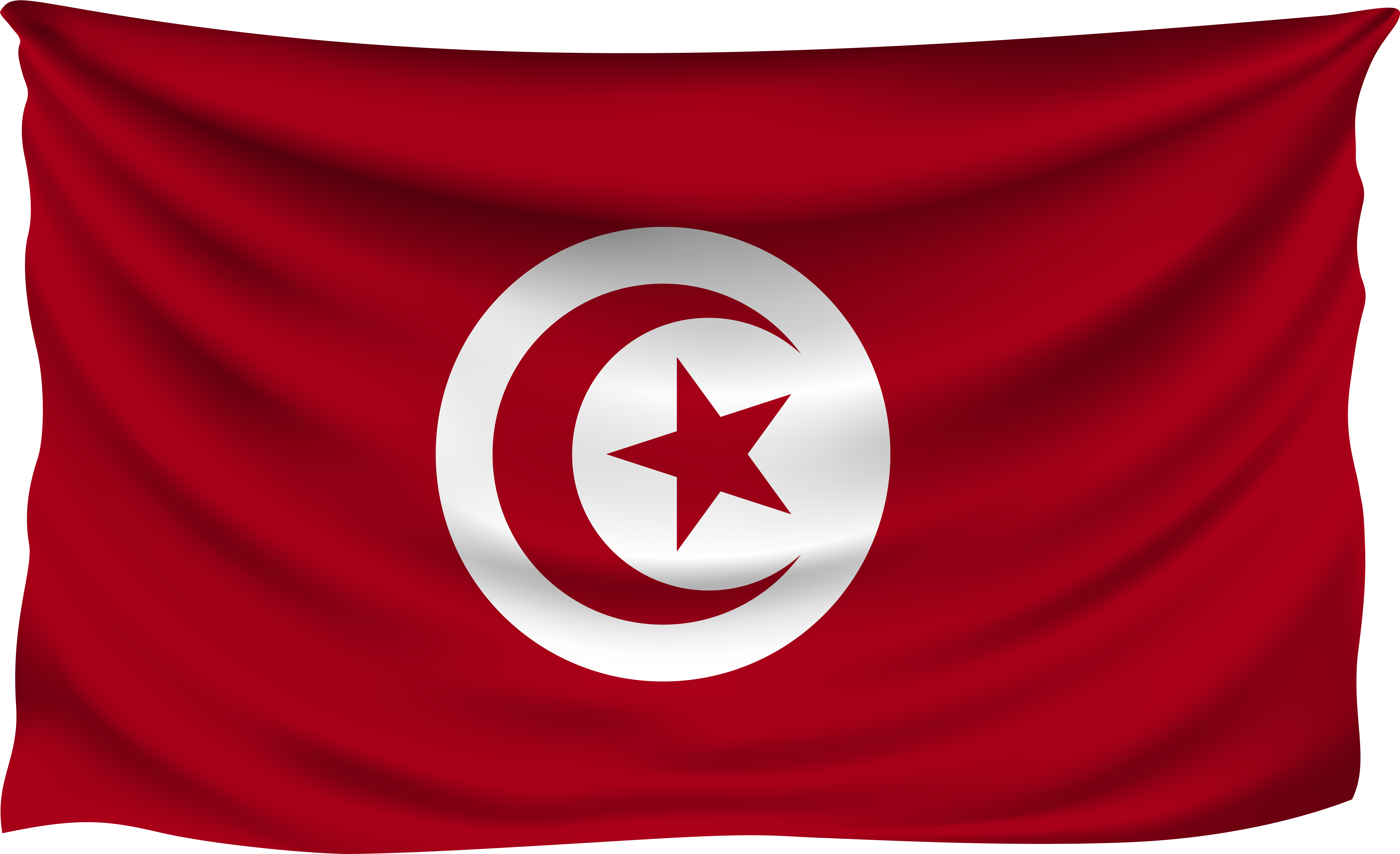 Tunisian National Flag Waving PNG Image