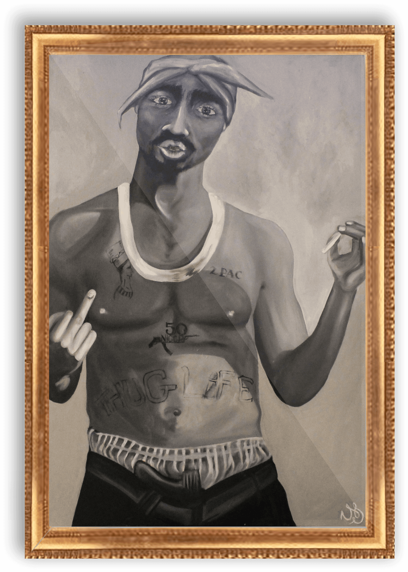 Tupac Shakur Portrait Painting PNG Image