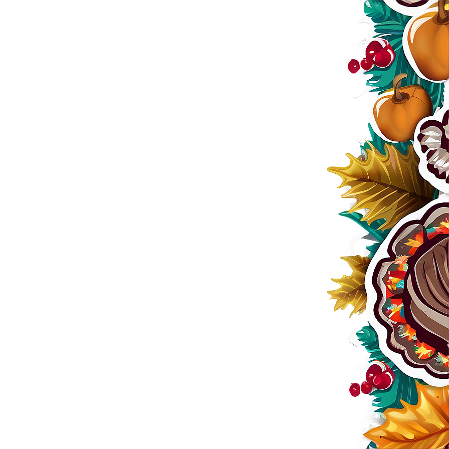 Turkey Themed Thanksgiving Border Png 06202024 PNG Image