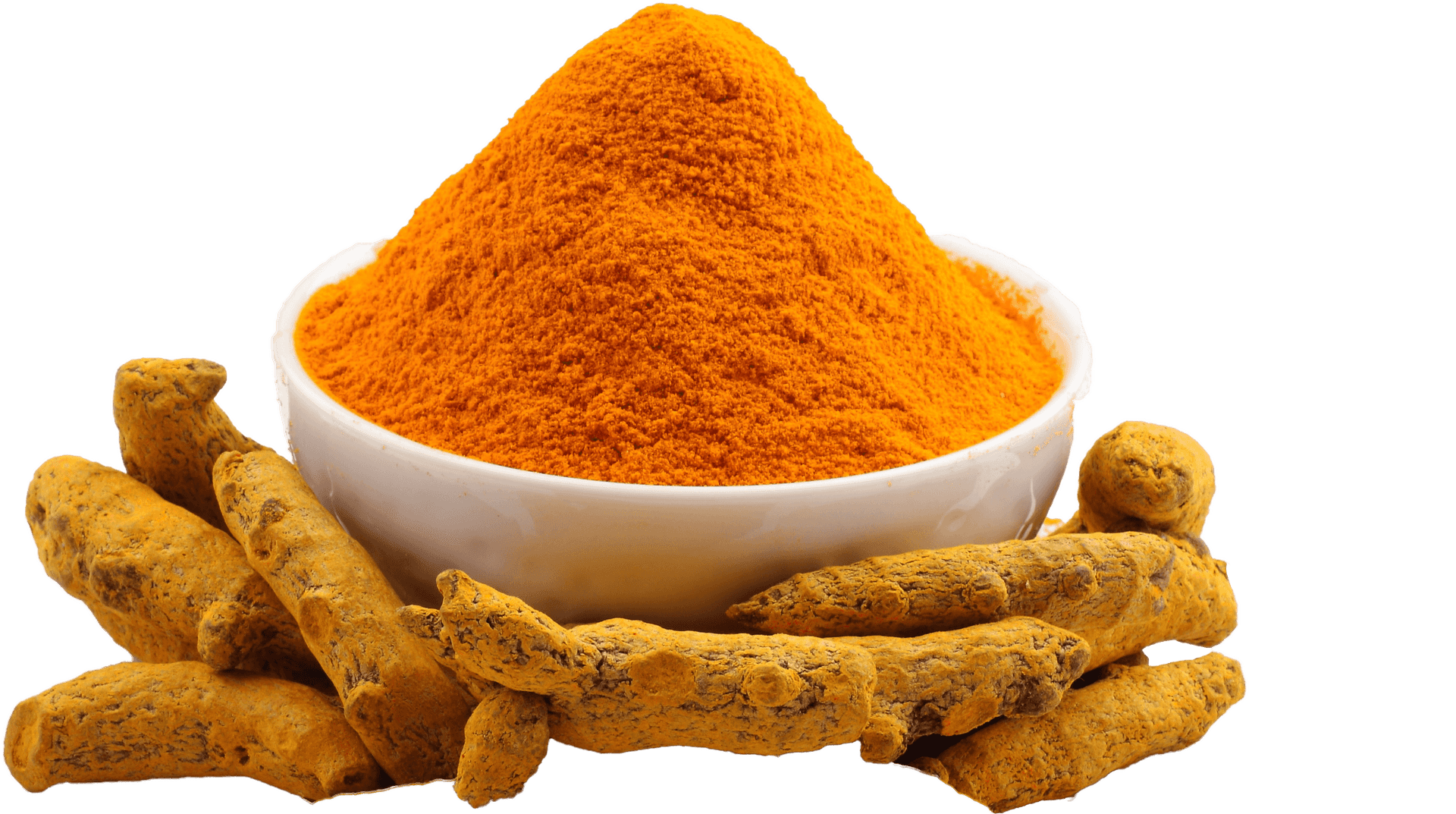 Turmeric Powderand Roots PNG Image