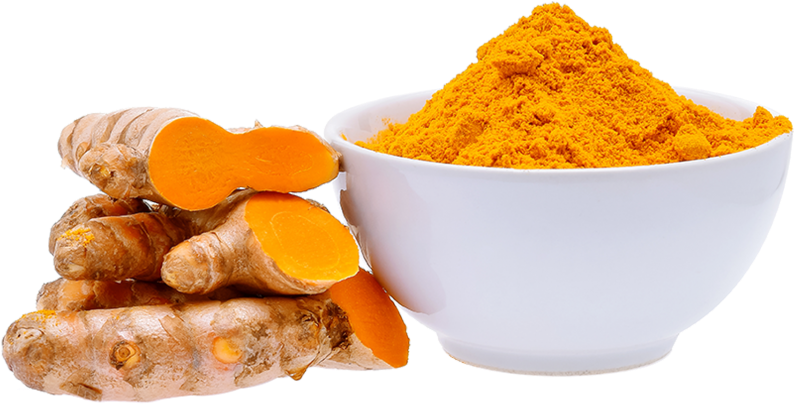 Turmeric Rootsand Powder PNG Image