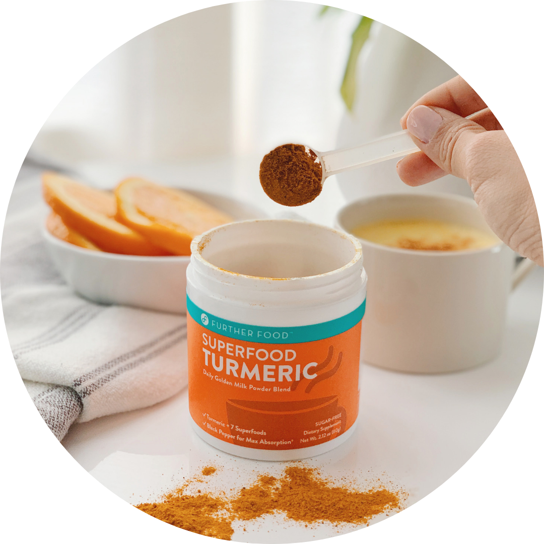 Turmeric Superfood Powder Scooping PNG Image