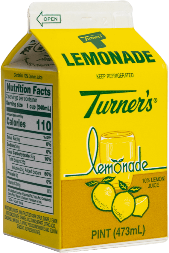 Turners Lemonade Carton Pint Size PNG Image