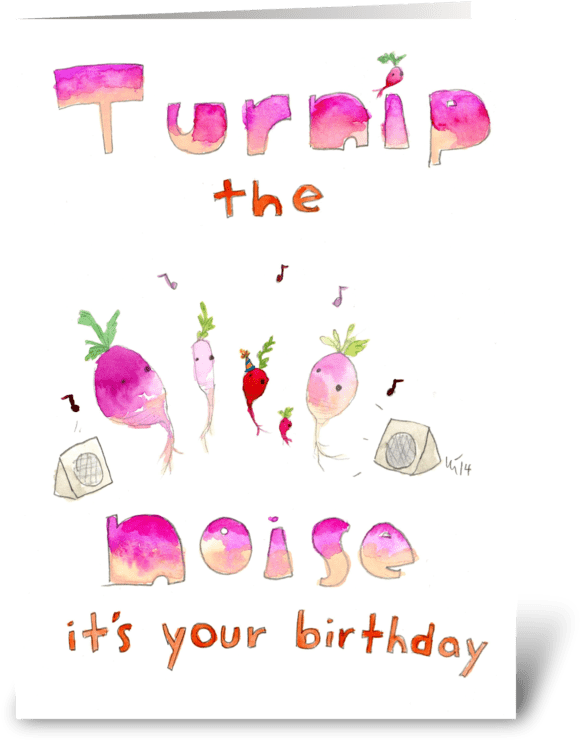 Turnip Themed Birthday Card PNG Image