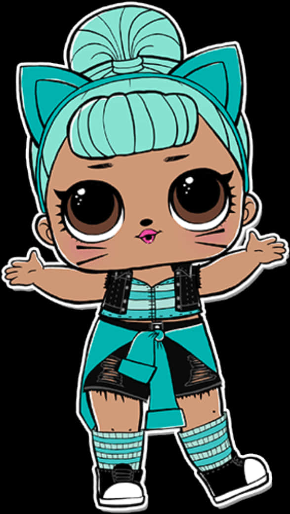 Turquoise Bow Lol Doll PNG Image