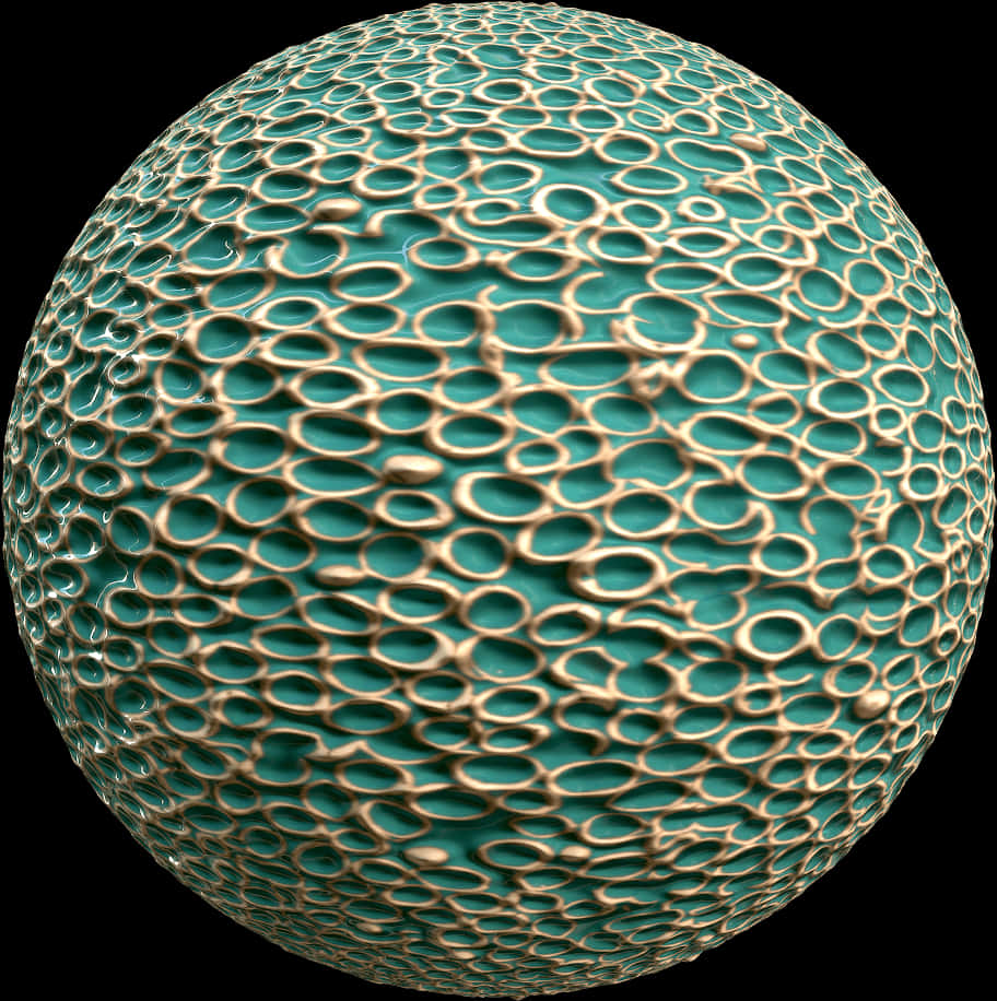 Turquoise Cellular Texture Sphere PNG Image