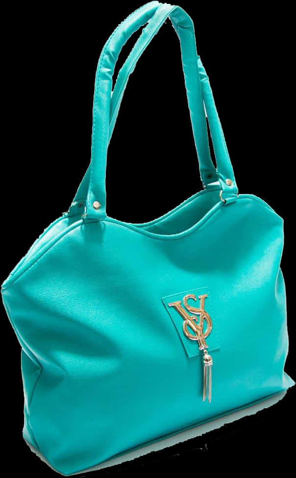 Turquoise Designer Tote Bag PNG Image