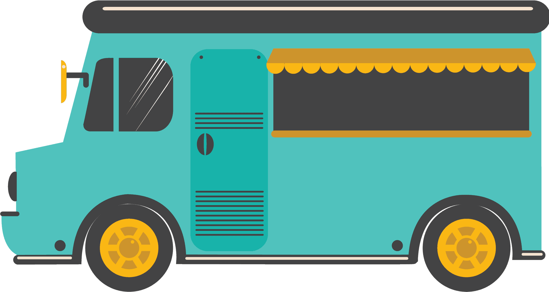 Turquoise Food Truck Vector PNG Image