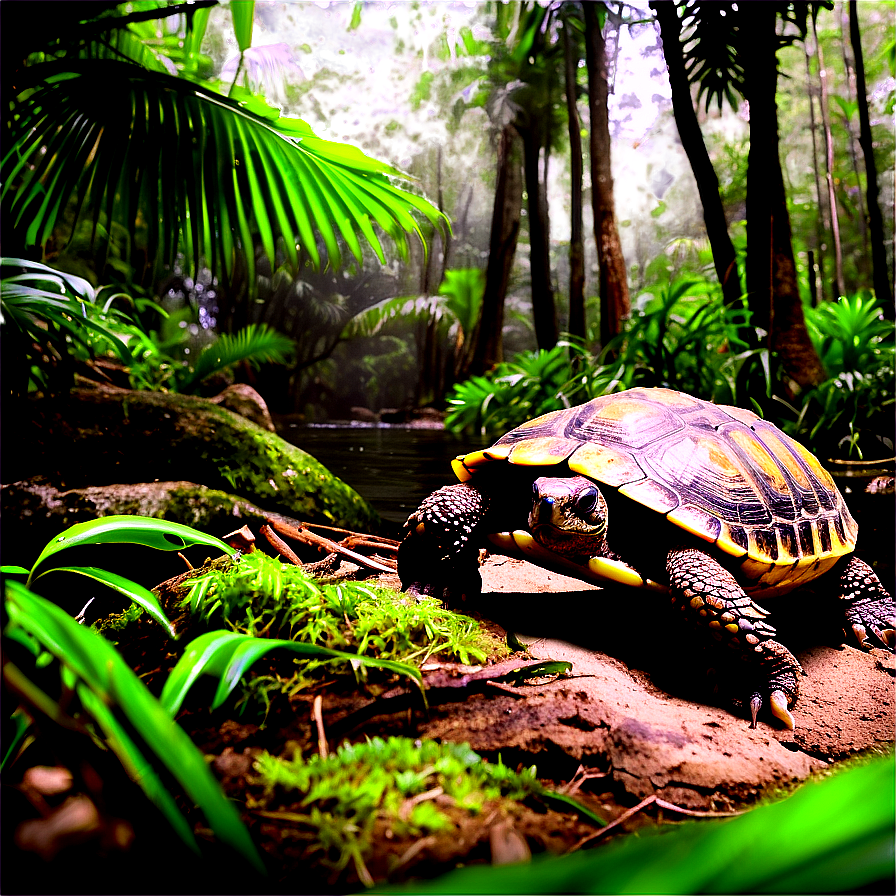 Turtle In Rainforest Setting Png 05232024 PNG Image