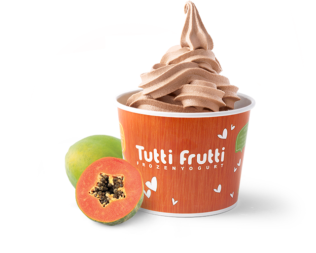 Tutti Frutti Frozen Yogurtwith Papaya PNG Image