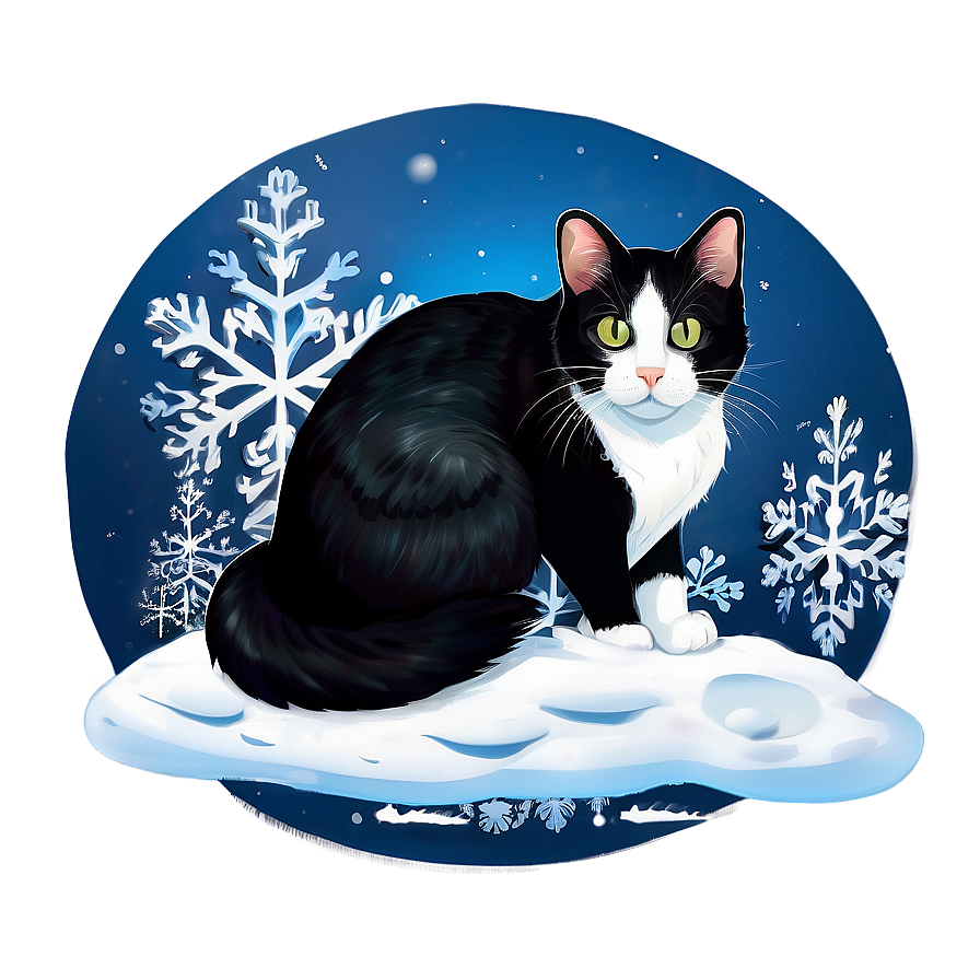 Tuxedo Cat In Snow Png Xtn29 PNG Image