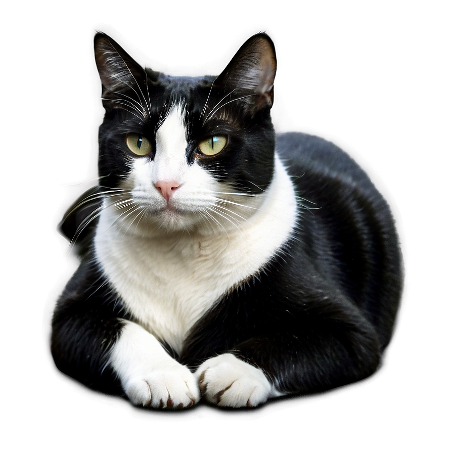 Tuxedo Cat Laying Down Png Hov PNG Image