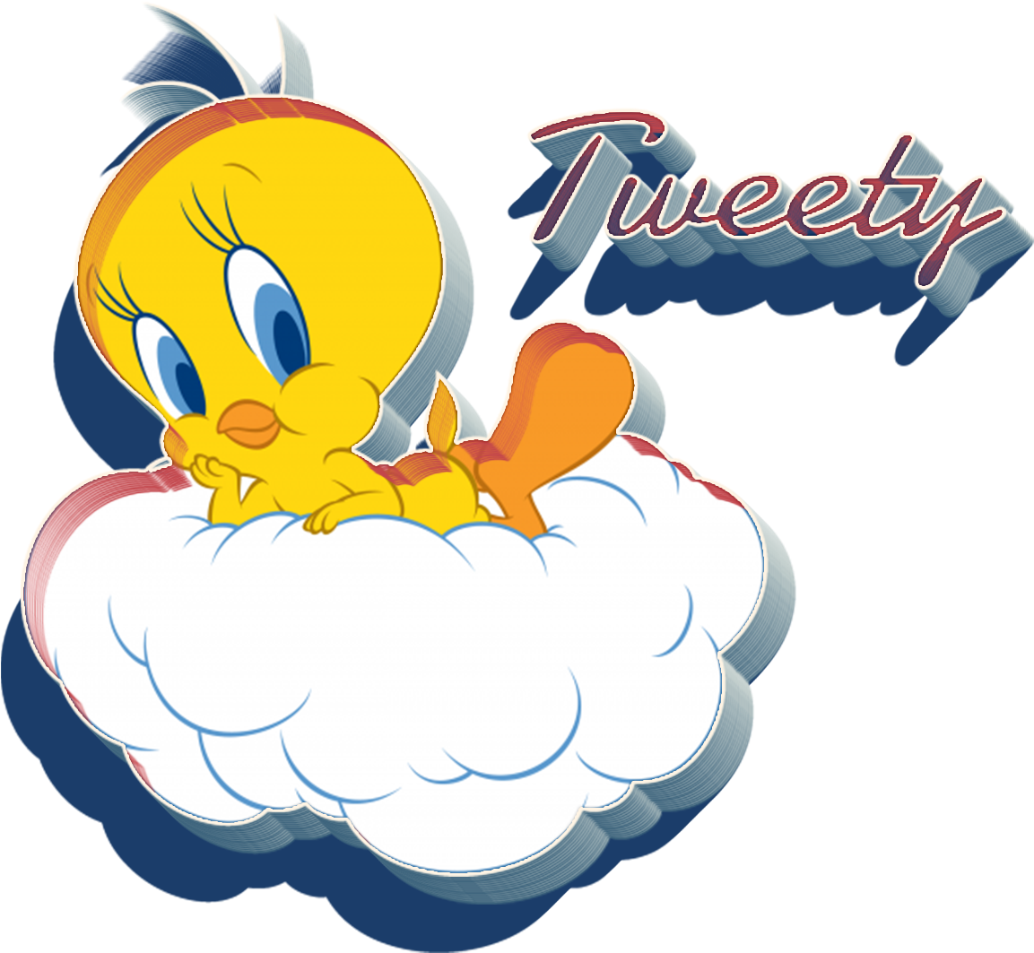 Tweety Bird On Cloud PNG Image