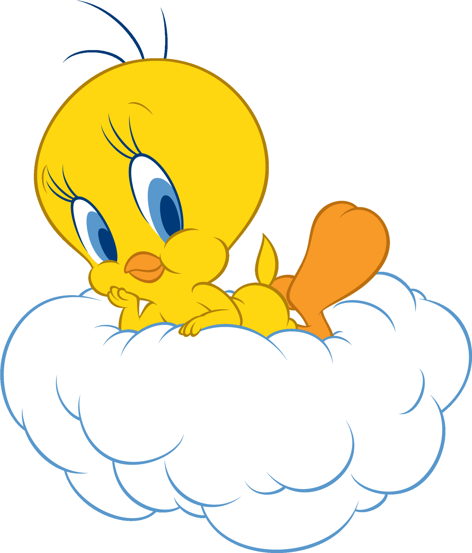 Tweety Bird On Cloud PNG Image