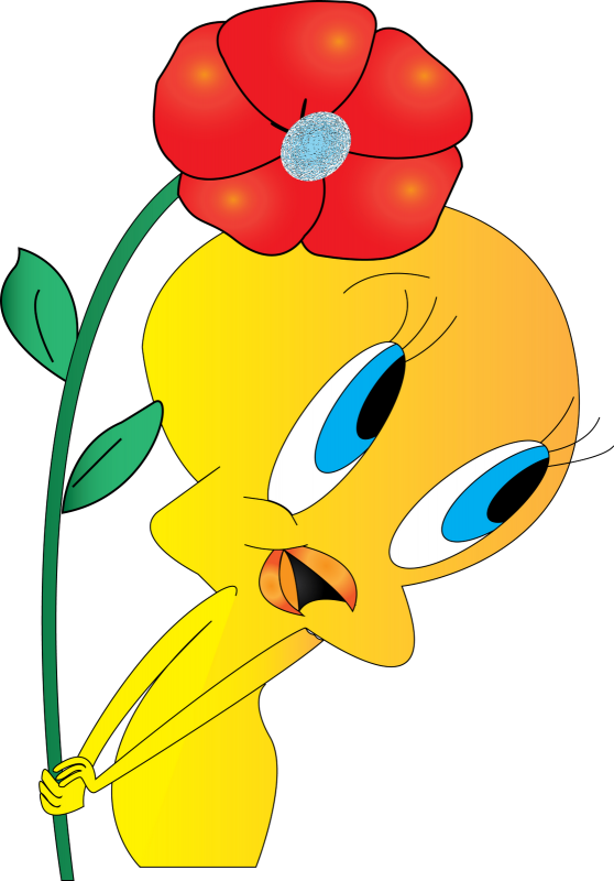 Tweetywith Red Flower PNG Image