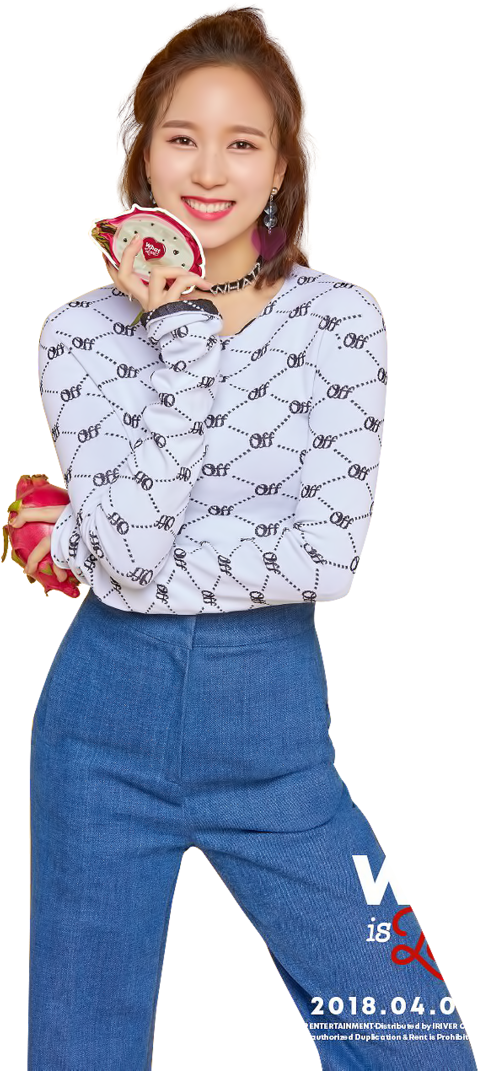 Twice Member Posing With Heart Hand Gesture PNG Image