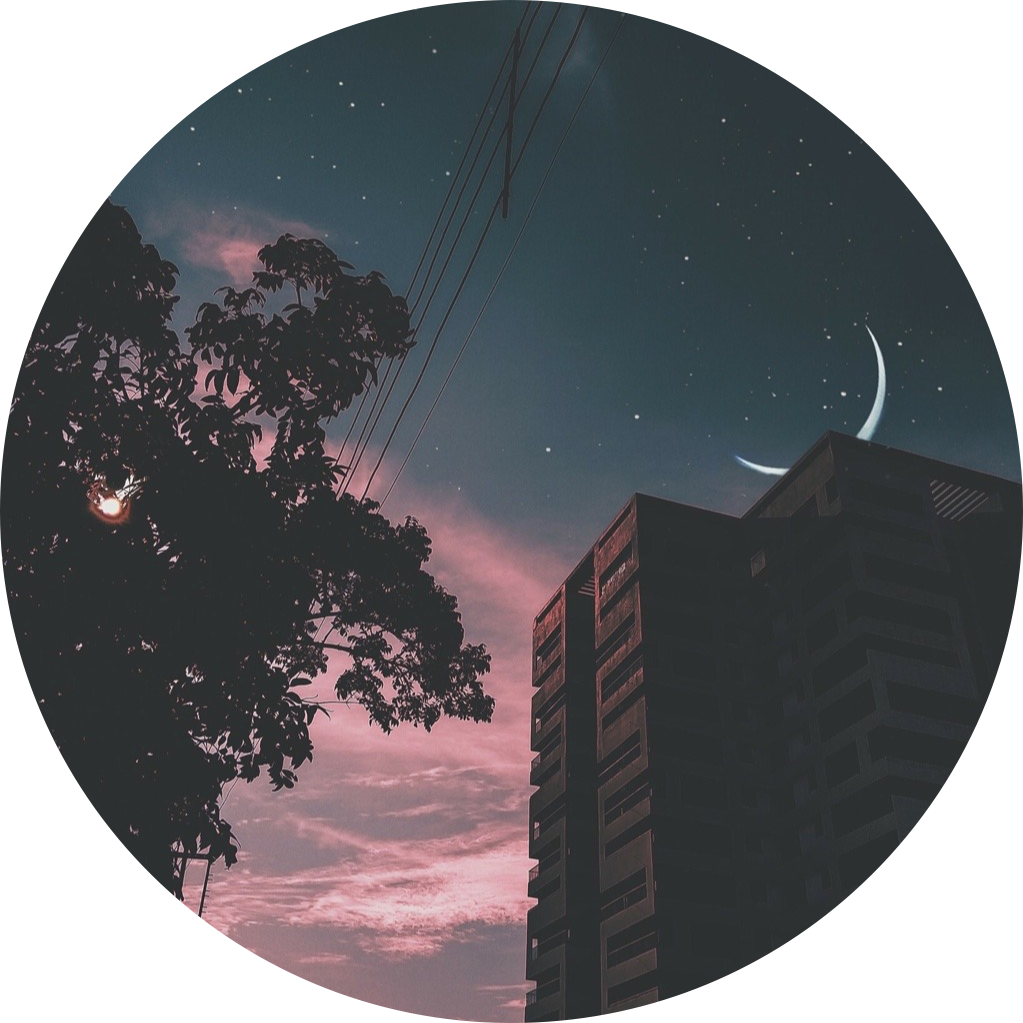 Twilight Crescent Moon Urban Skyline PNG Image