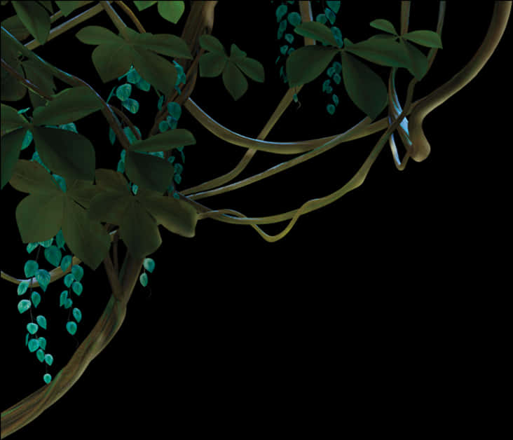 Twilight Vines Artistic Render PNG Image