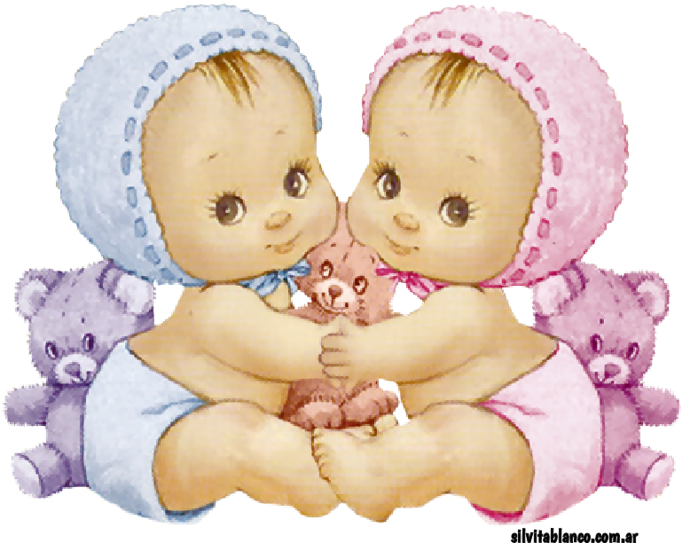 Twin Babies With Teddy Bears PNG Image