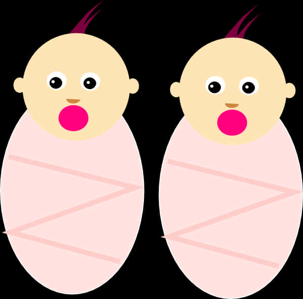 Twin Cartoon Babies Illustration PNG Image