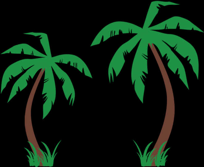 Twin Coconut Trees Vector Illustration PNG Image