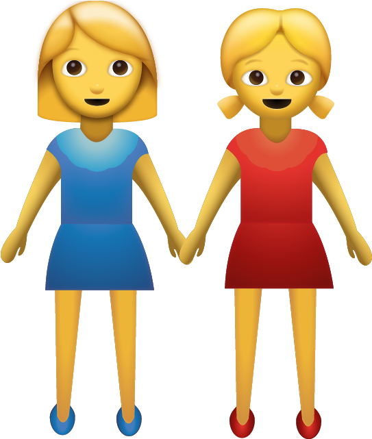 Twin Girls Emoji Holding Hands PNG Image