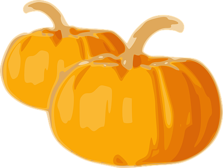 Twin Orange Pumpkins Vector PNG Image