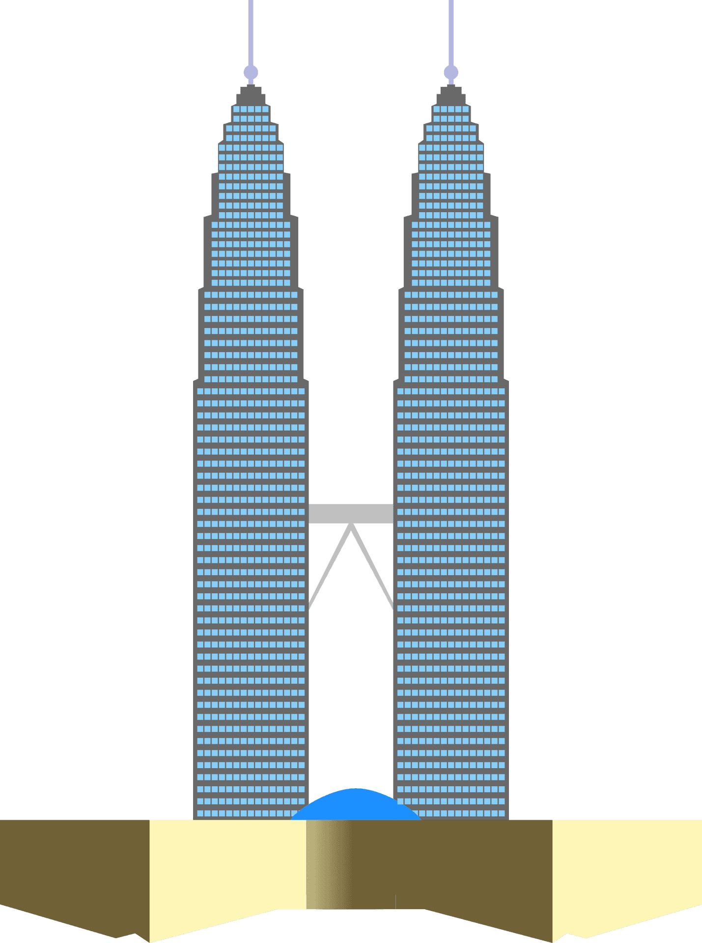 Twin Tower Pixel Art PNG Image