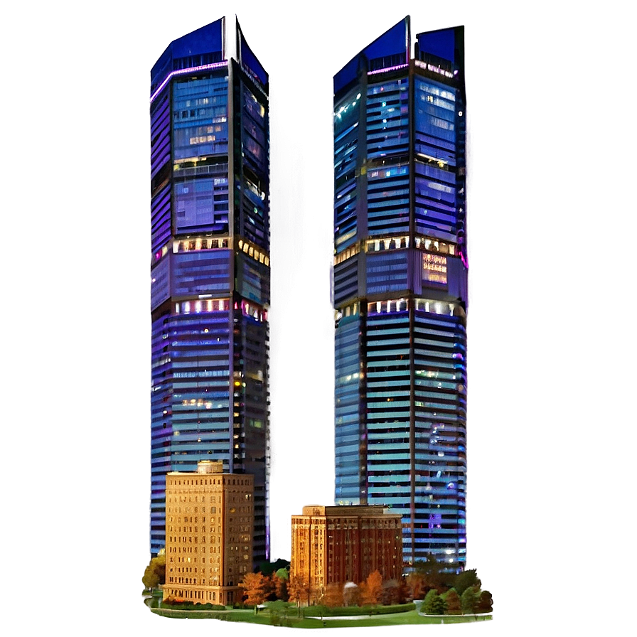 Twin Towers At Night Png Smt36 PNG Image