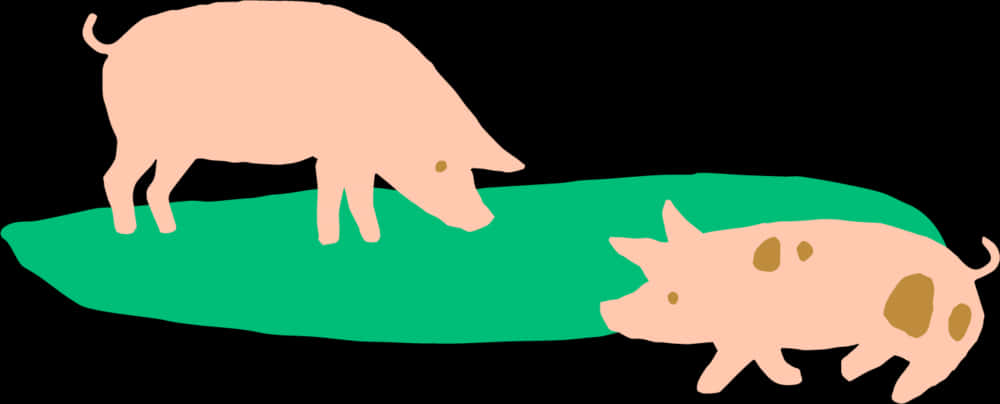 Two Cartoon Pigs Illustration PNG Image