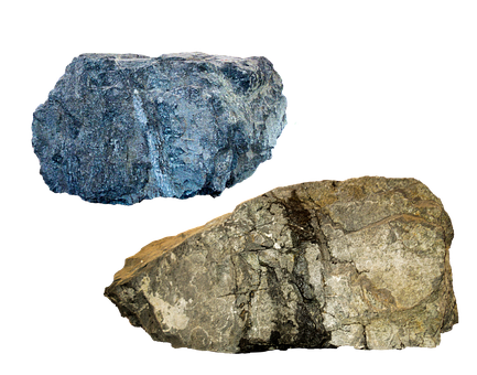 Two Geological Specimenson Black Background PNG Image