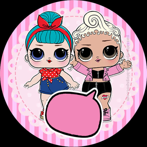 Two L O L Dolls Cartoon Illustration PNG Image