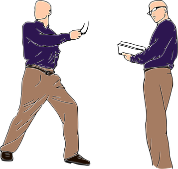 Two Men Confrontation Vector PNG Image