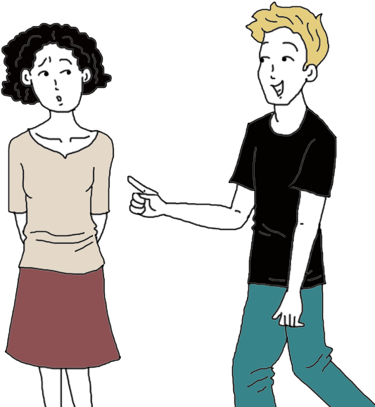 Two People Interacting Cartoon PNG Image