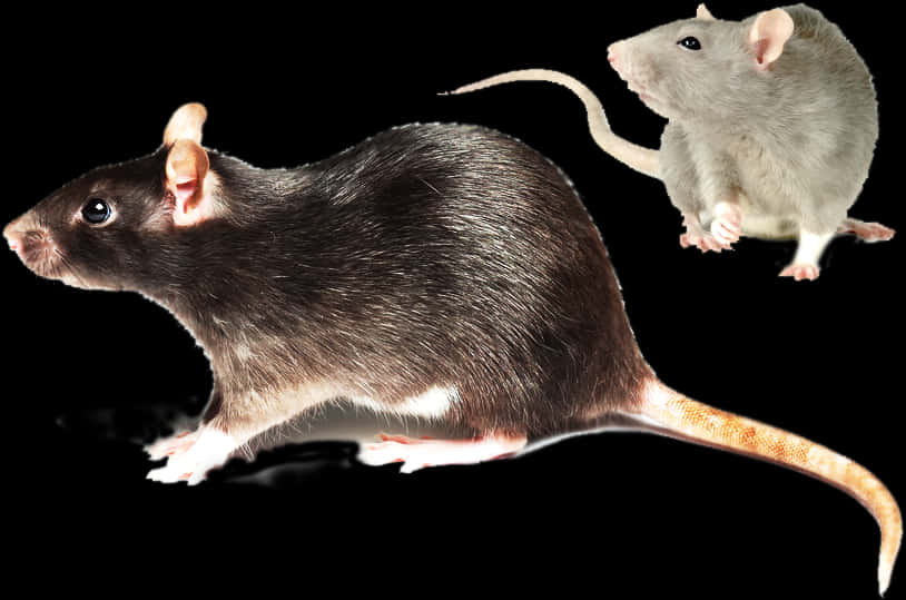 Two Rats Blackand White PNG Image