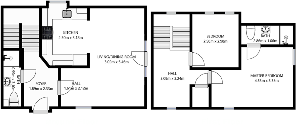 Two Story House Floor Plan PNG Image