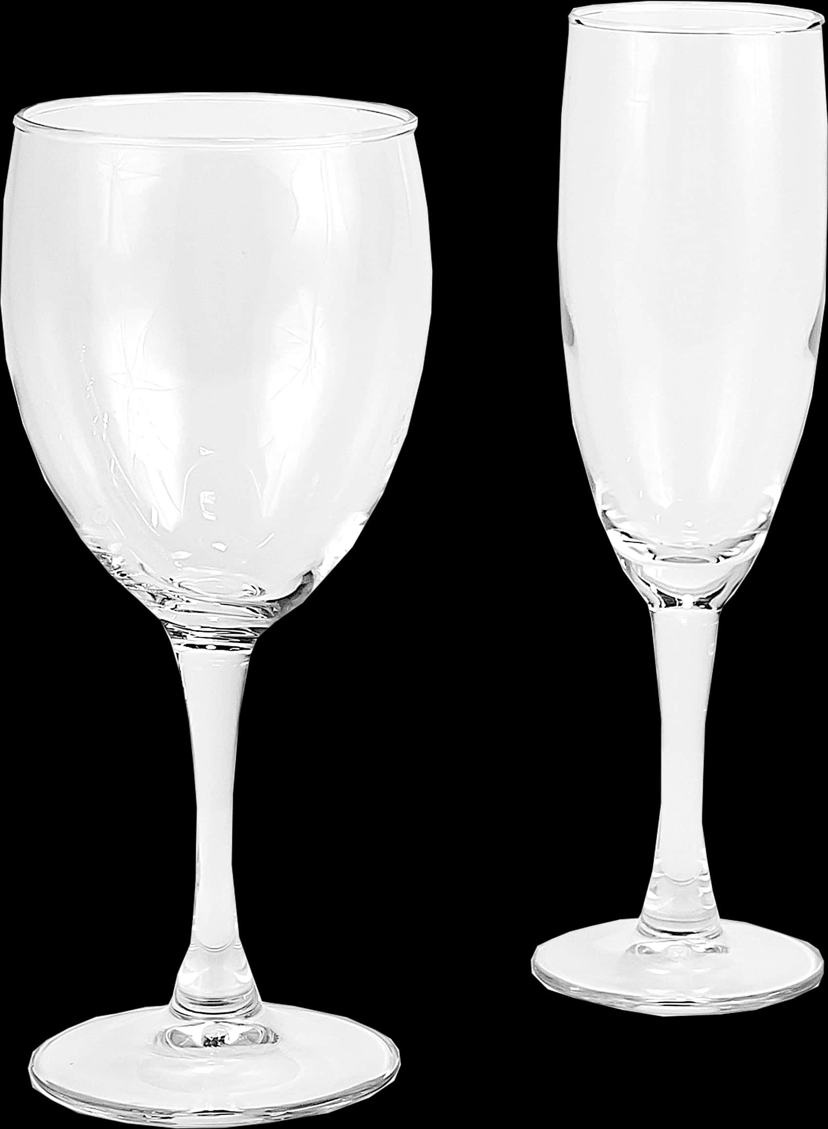 Two Typesof Wine Glasses PNG Image