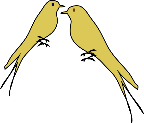 Two Yellow Birds Simple Illustration PNG Image